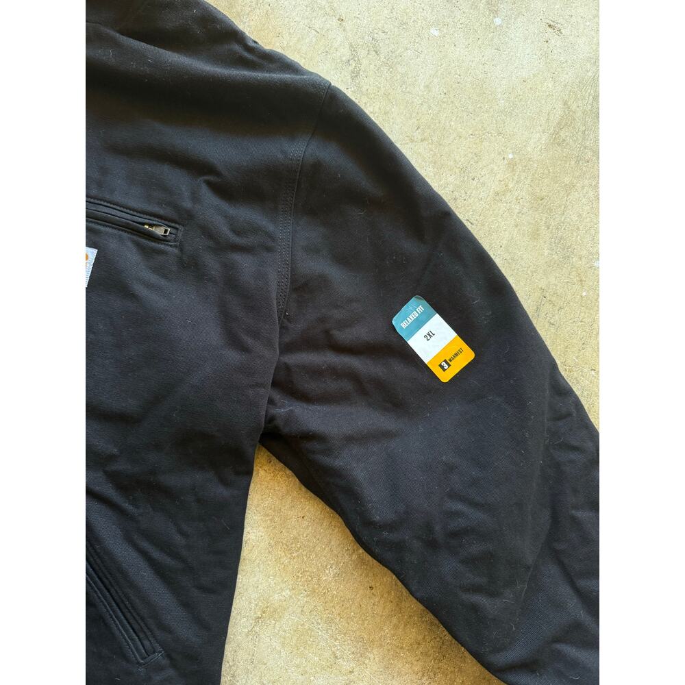 NWT Carhartt XXL Duck Sherpa Lined Hooded Black Zip Up Canvas Jacket - Picture 7 of 8